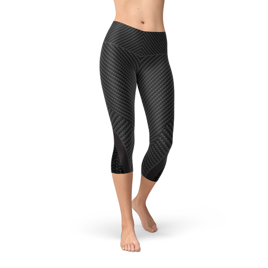 Klosonfy™ Women’s Carbon Fiber Sports Capri Leggings Sleek & Performance-Driven Activewear